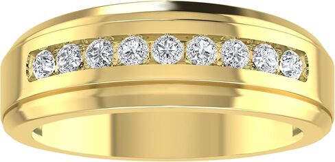 ARCHMAN Men’s 1/4 Cttw Lab Grown Diamond Band – 9 Round Stones in 10K/14K White or Yellow Gold – Wedding or Anniversary Ring in Saudi Arabia