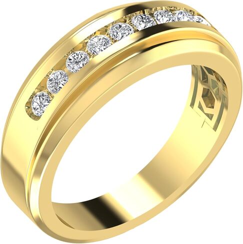 ARCHMAN Men’s 1/4 Cttw Lab Grown Diamond Band – 9 Round Stones in 10K/14K White or Yellow Gold – Wedding or Anniversary Ring in Saudi Arabia