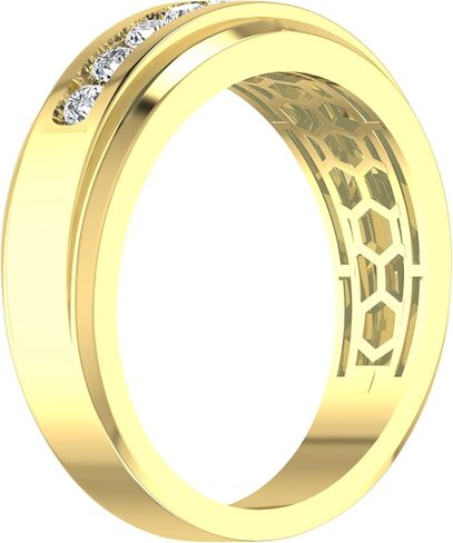 ARCHMAN Men’s 1/4 Cttw Lab Grown Diamond Band – 9 Round Stones in 10K/14K White or Yellow Gold – Wedding or Anniversary Ring in Saudi Arabia