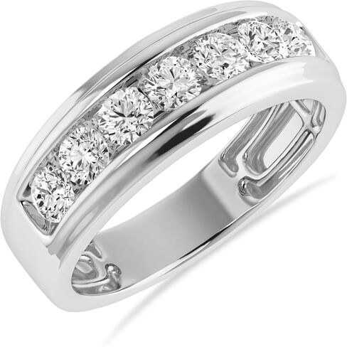 ARCHMAN Men's Engagement Band Ring, 1.25Ct Round Shape VS Clarity/G Color Lab Grown Diamond Band, Wedding Diamond RIng in14K White Gold Size - US 11 in Saudi Arabia