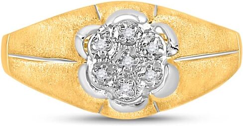 خاتم Jewels By Lux من الذهب الأصفر عيار 10 قيراط للرجال مرصع بالماس على شكل زهرة غير لامعة .02 قيراط، مقاس رجالي: 8-12 in Kuwait