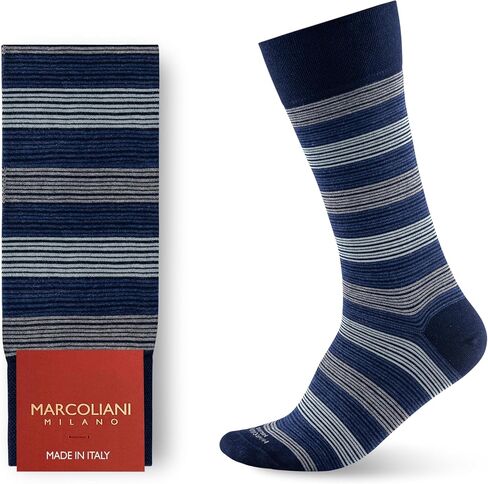 Marcoliani Milano Made in Italy - Mens Dress Socks | Essence of Cotton - Scala Stripe Elegance in Kuwait