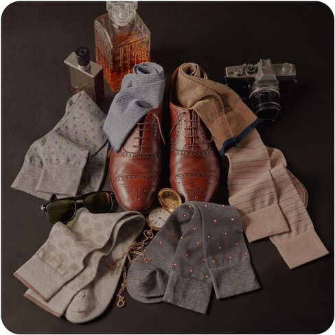Marcoliani Milano Made in Italy - Mens Dress Socks | Essence of Cotton - Scala Stripe Elegance in Kuwait