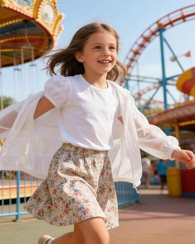 Girls Short Puff Sleeve T-Shirt Toddler Summer Basic Round Neck Cotton Tops Kids Fashion Tee Blouse for 2T-12 Years in Kuwait