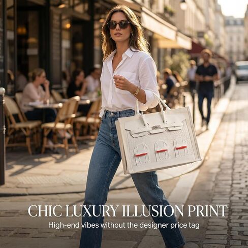 16oz Sturdy Canvas Tote Bag for Women, Luxury Illusion Print Handbag, Unique Bridesmaid Gift & Work Bag in Saudi Arabia