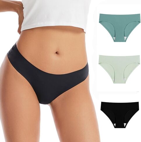 Women's 3-Pack Seamless Ice Silk Triangle Underwear, Breathable Briefs Quick Dry Cotton Crotch Sports Panties in Kuwait