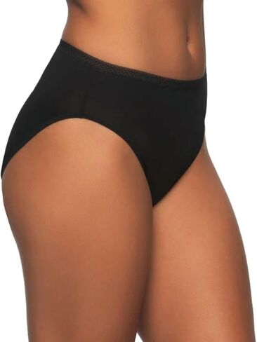 Felina Women's 6-Pack Pima Cotton Blend Hi-cut with Lace Trim Waistband Size-Large in Kuwait
