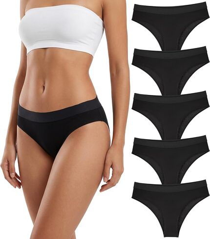 COOPLUS Cotton Underwear for Women High Waisted Briefs Half Coverage Breathable Soft Panties 5 Pack in Saudi Arabia