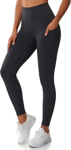 DHSO Women’s High Waisted Compression Yoga Leggings with Pockets Tummy Control Leggings for Women Gym Running Athletic Pants in Saudi Arabia