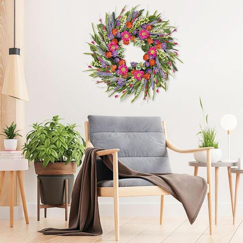 Christmas Wreaths for Front Door with Lights,24 inch Gold Large Christmas Wreaths Outdoor,Decorated with Christmas Ball,Pine Cones,Branches,Rose,Ribbon,Berry for Thanksgiving Fall Winter Decor in Kuwait