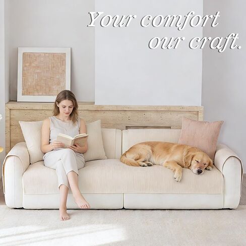 Non Slip Couch Cover, Washable Couch Cover for 3 Cushion Couch Sofa L Sharped Sofa, Cozy Couch Protector Pet Friendly (White,36"x82") in Saudi Arabia