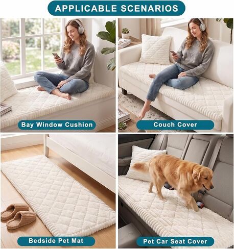 NILUOH Couch Cover for Dogs Washable, Fuzzy Couch Cushion Cover Thick Non-Slip Sofa Slipcover for 2 Cushion Sofa/Loveseat (Light Gray, 27.6" x 59") in Saudi Arabia