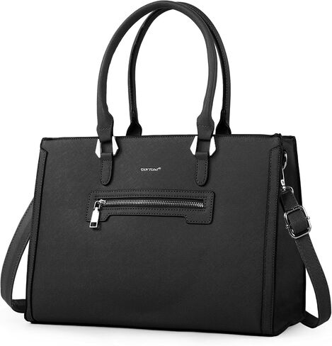 TANTOMI Structured Satchel Purses for Women, Medium Vegan Leather Top Handle Handbag with Pockets, Classy Work Bag for Ladies in Saudi Arabia