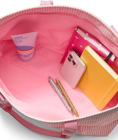Victoria's Secret VS Logo Rhinestone Heritage Stripe Tote Bag Pink White Large Carryall New in Kuwait