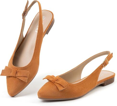 أحذية MUSSHOE Slingback للنساء: أحذية مسطحة بفيونكة بمقدمة مدببة - أحذية كاجوال مريحة للعمل والمكتب وحفلات العمل in Kuwait