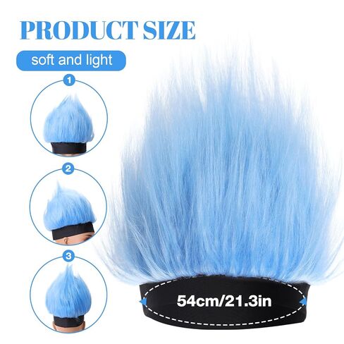 Sky Blue Funny Hat Headband Wig for Adults Crazy Hair Hairy Headband Wig Hat for Spirit Week Halloween Cosplay in Saudi Arabia