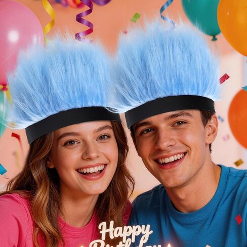 Sky Blue Funny Hat Headband Wig for Adults Crazy Hair Hairy Headband Wig Hat for Spirit Week Halloween Cosplay in Saudi Arabia