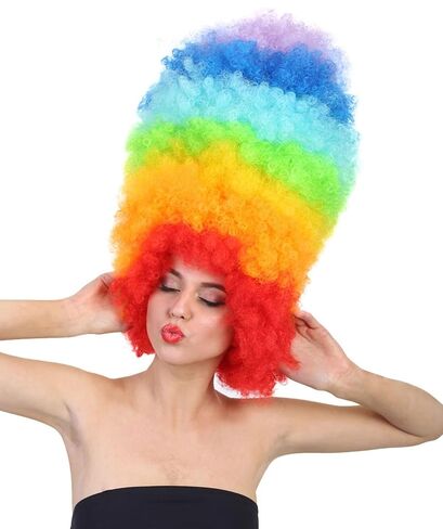 Super Sized Jumbo Afro Wig with Multiple Colors | Large Curly Texture Classic Bonded 70s Outfits Synthetic Afro Wig for Halloween, Cosplay, and Parties, Black in Saudi Arabia
