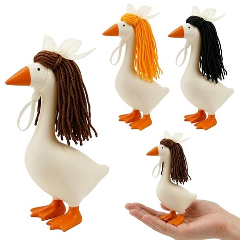 Goose Wig, Porch Goose Wigs for Desk Decor, Mini Porch Goose Wig Set of 3, Fits 7 Inch Desktop Goose Toy and Goose Statue, Short Style Knitted Wigs for Home Decor in Saudi Arabia