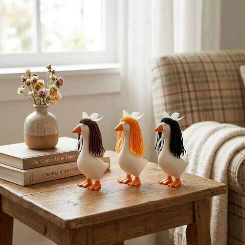 Goose Wig, Porch Goose Wigs for Desk Decor, Mini Porch Goose Wig Set of 3, Fits 7 Inch Desktop Goose Toy and Goose Statue, Short Style Knitted Wigs for Home Decor in Saudi Arabia
