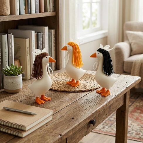 Goose Wig, Porch Goose Wigs for Desk Decor, Mini Porch Goose Wig Set of 3, Fits 7 Inch Desktop Goose Toy and Goose Statue, Short Style Knitted Wigs for Home Decor in Saudi Arabia