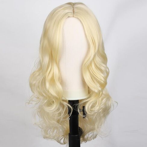 RightOn Blonde Wig Long Wavy Wig Charming Full Synthetic Wigs for Women Natural Curly Hair Light Blonde Long Wigs with Hairnet in Saudi Arabia
