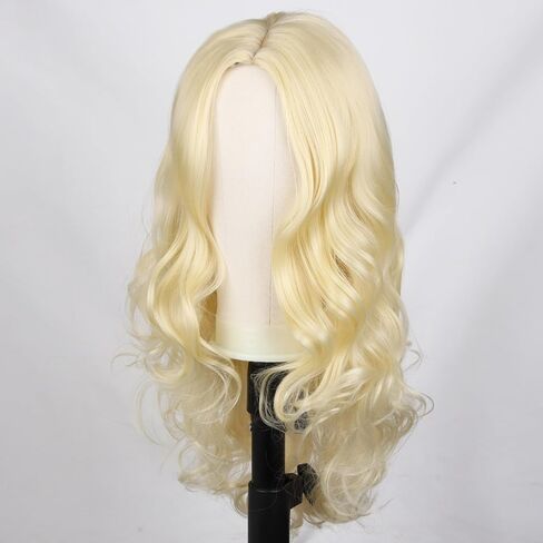 RightOn Blonde Wig Long Wavy Wig Charming Full Synthetic Wigs for Women Natural Curly Hair Light Blonde Long Wigs with Hairnet in Saudi Arabia