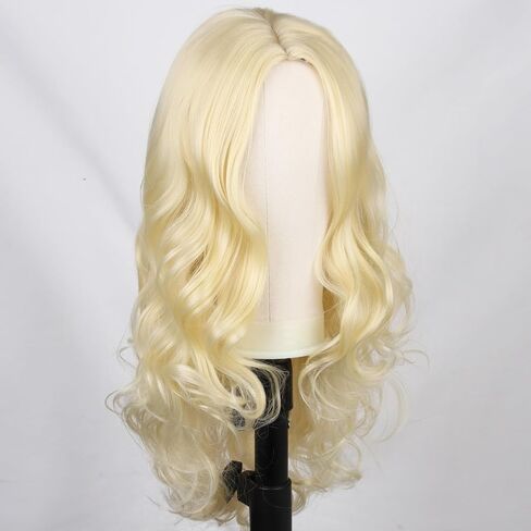 RightOn Blonde Wig Long Wavy Wig Charming Full Synthetic Wigs for Women Natural Curly Hair Light Blonde Long Wigs with Hairnet in Saudi Arabia
