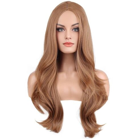 RightOn Blonde Wig Long Wavy Wig Charming Full Synthetic Wigs for Women Natural Curly Hair Light Blonde Long Wigs with Hairnet in Saudi Arabia