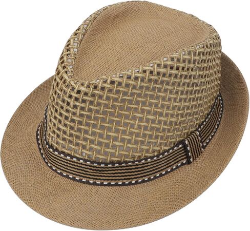 Mens Fedora Hats Elegant Derby Hat Breathable Straw Panama Hat Cool Mesh Sun Cap for Mid-Elderly Outdoor Travel in Kuwait