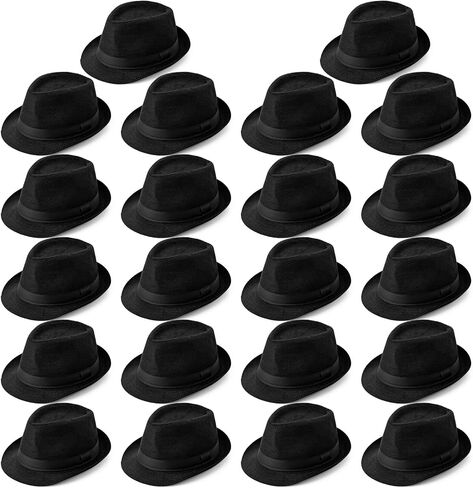 JaGely 22 Pcs Fedora Hats for Men Panama Hats Bulk Short Brim Straw Fedora Hat Cuban Hat for Men Women in Saudi Arabia