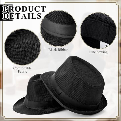 JaGely 22 Pcs Fedora Hats for Men Panama Hats Bulk Short Brim Straw Fedora Hat Cuban Hat for Men Women in Saudi Arabia