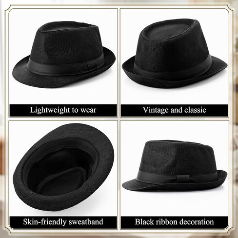 JaGely 22 Pcs Fedora Hats for Men Panama Hats Bulk Short Brim Straw Fedora Hat Cuban Hat for Men Women in Saudi Arabia