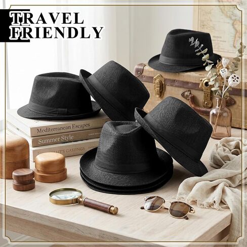 JaGely 22 Pcs Fedora Hats for Men Panama Hats Bulk Short Brim Straw Fedora Hat Cuban Hat for Men Women in Saudi Arabia