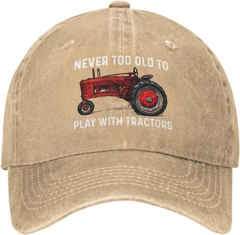 Never Too Old to Play with Tractors Hat for Men Dad Hats Graphic Hats Natural in Saudi Arabia