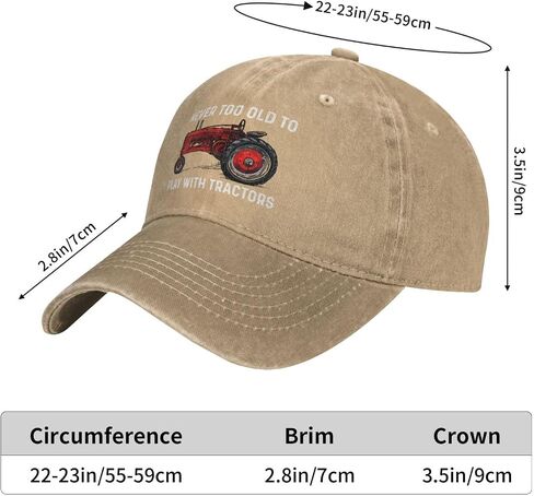 Never Too Old to Play with Tractors Hat for Men Dad Hats Graphic Hats Natural in Saudi Arabia