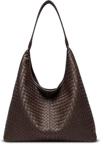 Woven Textured Tote Bag for Women, Vegan Leather Hobo Shoulder Bag, Large Capacity Slouchy Handbag Trendy Work Purse in Saudi Arabia