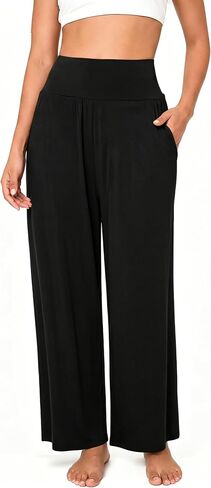 BAMBOO COOL Women Pajama Pants High Waisted Wide Leg with Pockets Lounge Sleep Bottoms Casual Lounge Yoga Pants in Kuwait