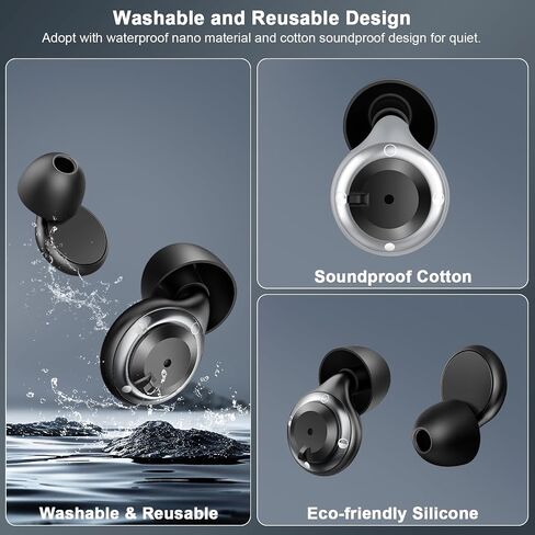 Adjustable Ear Plugs-3, Ear Plugs for Sleeping Noise Cancelling 17-35dB SNR, for Snoring, Side Sleepers, Office & Travel with 7 Single/Double Silicone Reusable earplugs and Magnetic Carry Case in Saudi Arabia