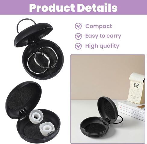 4pcs Loop Earplug Case, Portable Round Ear Plug Holder with Lanyard Mini Storage Cases for Business Trip Storage Earbuds Trinkets Ect (Black) in Saudi Arabia