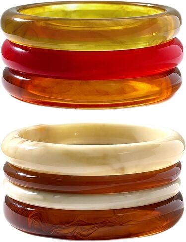 7Pcs Acrylic Bangles Bracelets for Women Resin Chunky Bracelets Thick Statement Bangle Set Resin Jewelry Acrylic Jewelry in Saudi Arabia
