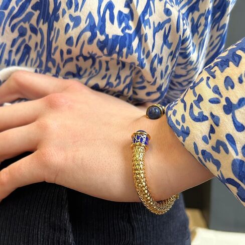 Halcyon Days Minoan Torque Cobalt & Gold Bangle - BRMIN18SHTG in Saudi Arabia