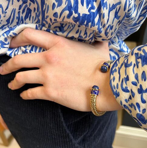 Halcyon Days Minoan Torque Cobalt & Gold Bangle - BRMIN18SHTG in Saudi Arabia