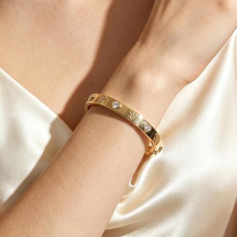 7 Inches Moissanite Bangle Bracelet for Women, 5mm 1.5CT Heart Shape D Color VVS1 Celtic Knot Bracelets, 14k Gold Bracelets for Valentine's Day Gift in Saudi Arabia