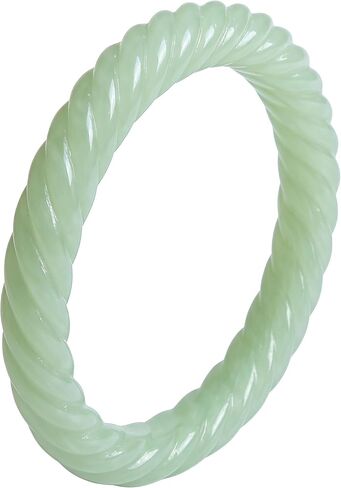 Natural Green Stone Twisted Bangle 2.5 Inch Fixed Size Chinese Luck Bracelet for Women Feng Shui Wealth Healing Crystal Valentines Gift Fine Jewelry with Box in Saudi Arabia