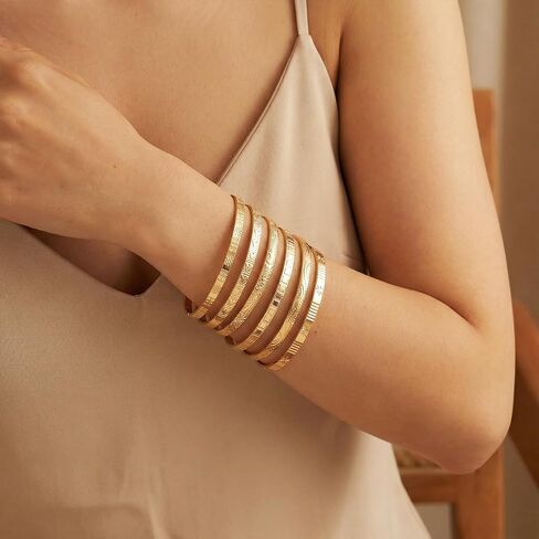 12 Pcs Gold Bangle Bracelets for Women Multi Layer Textured Stackable Bangle Set 14K Gold Plated Chunky Bracelets Boho Jewelry Gifts in Saudi Arabia