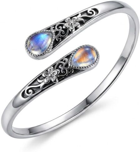 Moonstone Bangle Bracelet Filigree Cuff Bracelet Vintage Boho Jewelry Gifts for Women in Saudi Arabia
