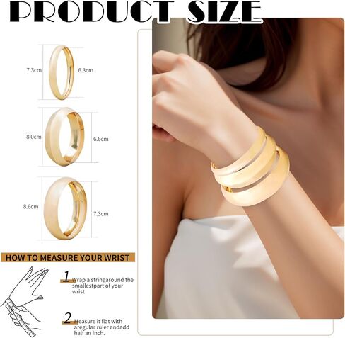 Chunky Gold Bangle Bracelets Set, 14k Gold Plated Stackable Cuff Bangles, Trendy Statement Cuff Bracelet Stack Fashion Jewelry Gifts in Saudi Arabia