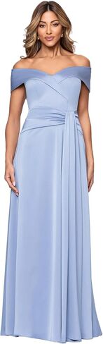 Xscape Women's Satin Off the Shoulder Floor Length Dress (Petite) in Kuwait