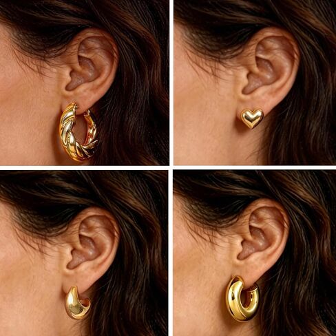 53 Pcs Gold Jewelry Set for Women Multi Layered Necklaces Bangles Bracelets Dainty Ear Studs Chunky Hoop Earrings Stackable Knuckle Rings Gold Plated Fashion Jewelry for Women in Saudi Arabia